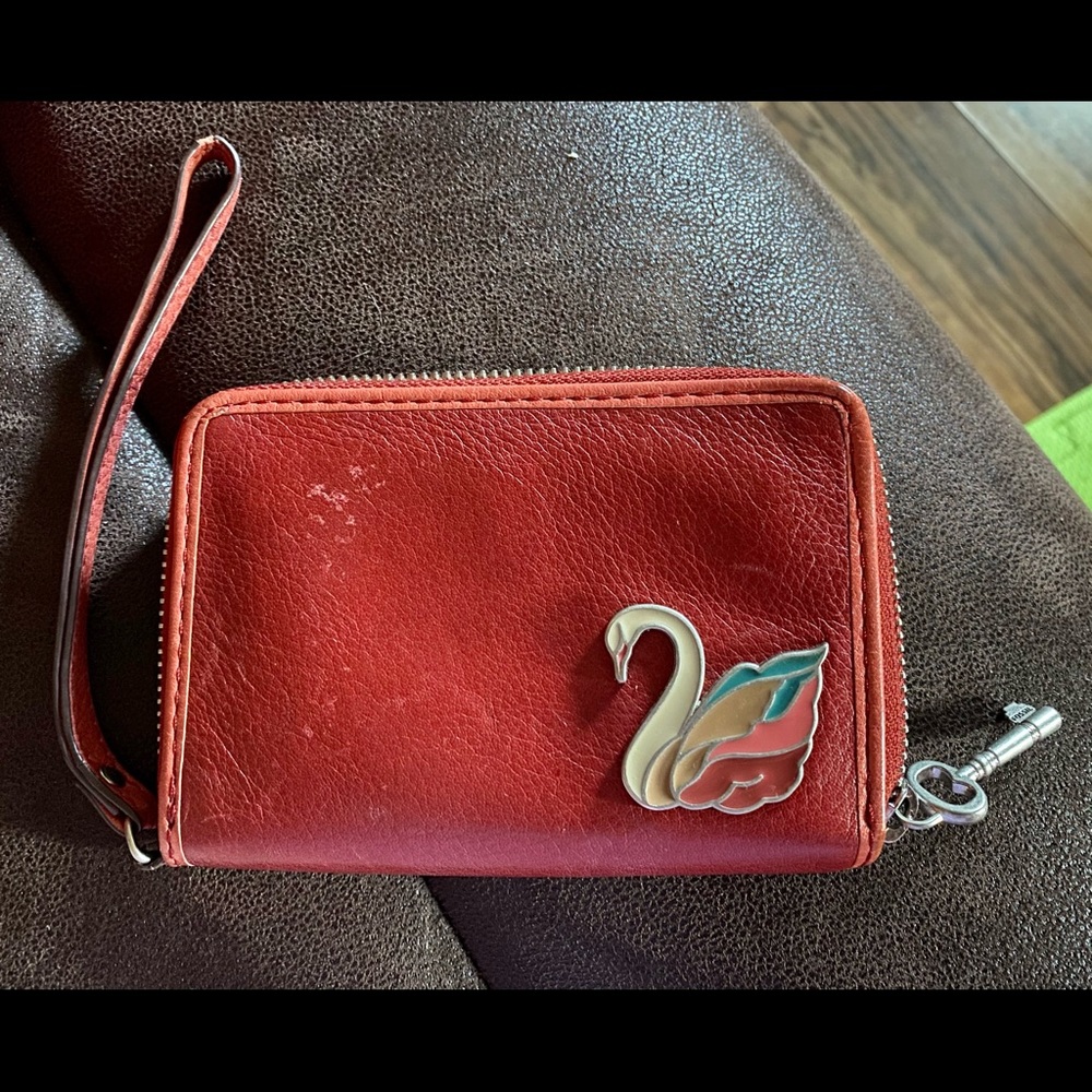 Fossil leather wristlet wallet